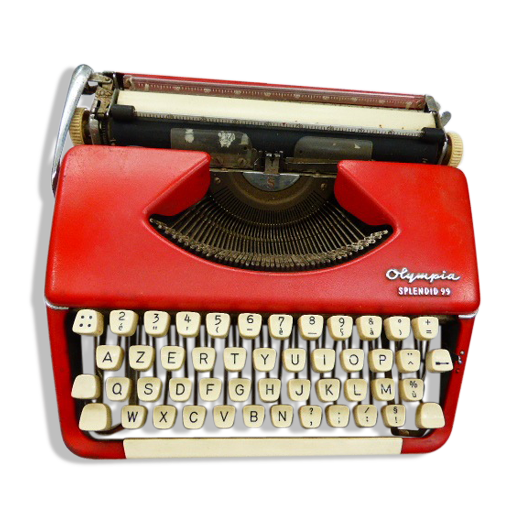 Machine a écrire, typewriter en métal rouge, Olympia Splendid 99