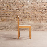 Lot of 4 chairs in solid beech, seated and back restored