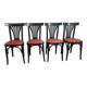 Set of 4 vintage bistro chairs in wenge beech and imitation red leather