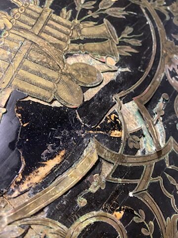 Table desk middle marquetry called "Boulle" napoleon III era