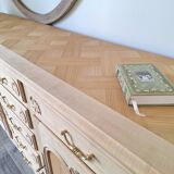 Low buffet in renovated solid cherry wood – Revisited Louis XV style – 250 cm