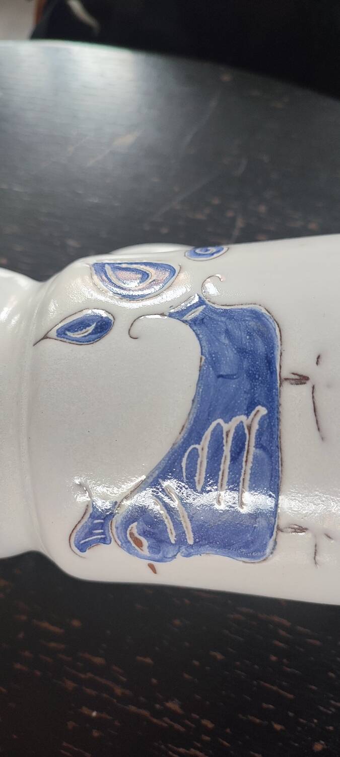 Vallauris ceramic pitcher signed Guizol