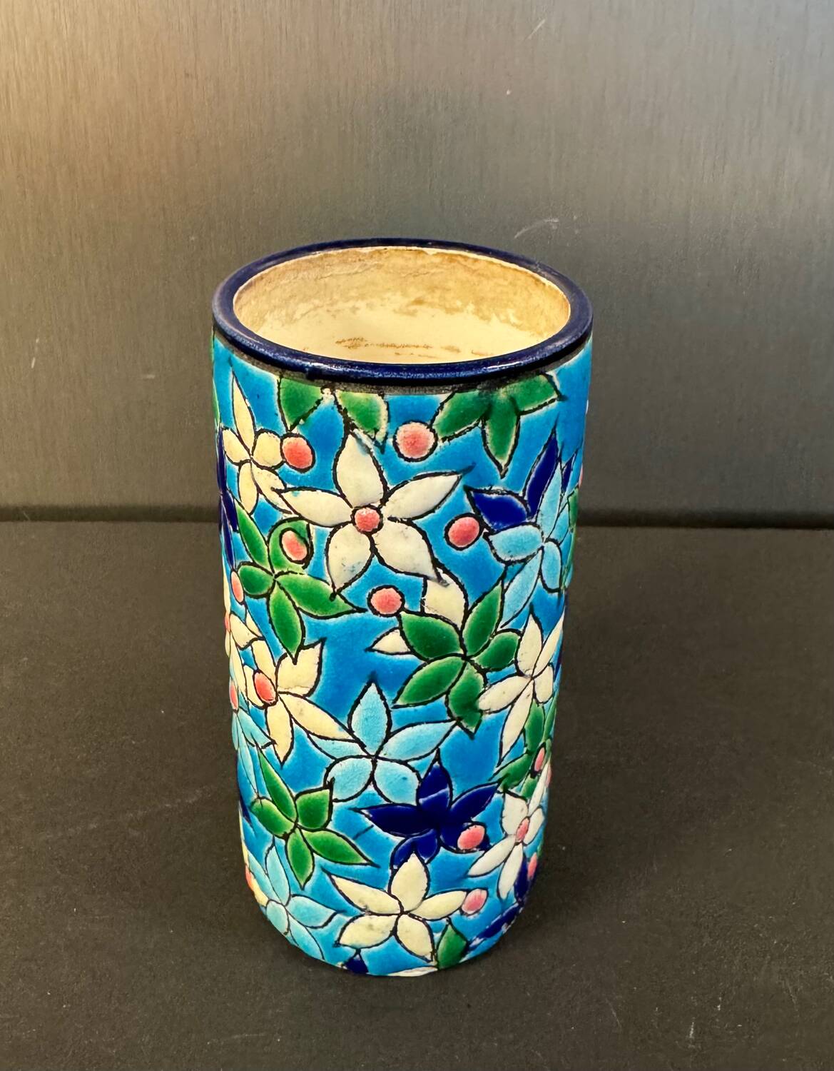 Longwy roller vase