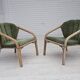1970s, pair of Scandinavian lounge chairs, furniture velour and rattan
