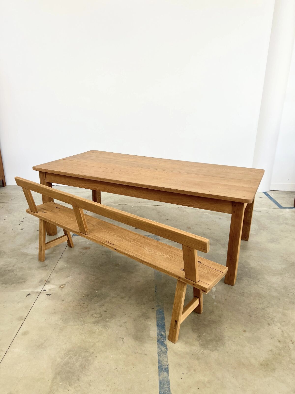 Natural solid oak backrest bench