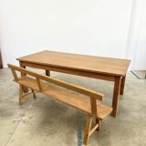 Natural solid oak backrest bench