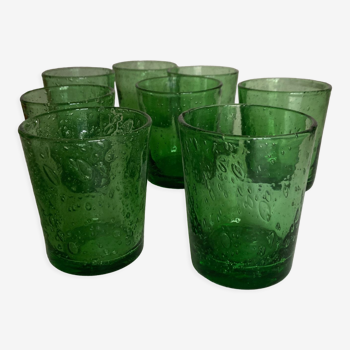 Set de 8 verres gobelets Biot 1960 verts