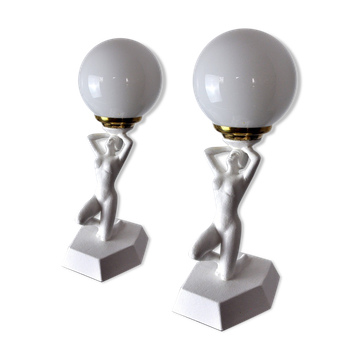 Pair of lamps "Woman with the ball" by Onices Eth 1980