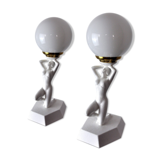 Pair of lamps "Woman with the ball" by Onices Eth 1980