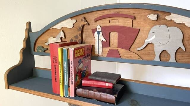 Vintage solid wood noah's ark shelf