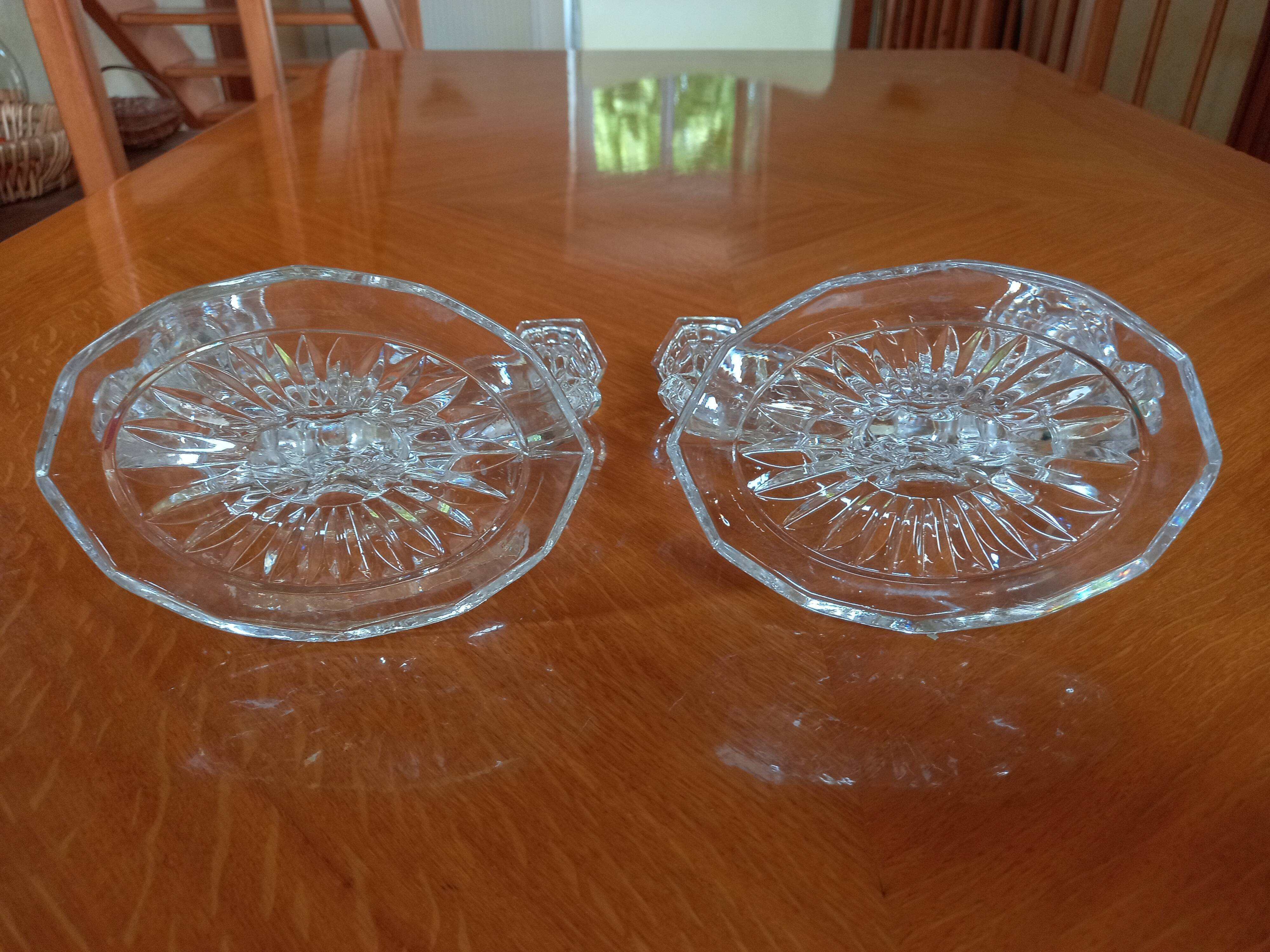 Pair of double glass candle holders
