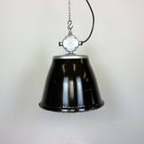 Industrial black enamel factory pendant lamp, 1960s