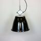 Suspension industrielle en émail noir, 1960s