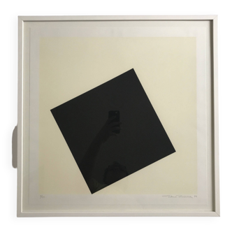 20th century school, Black square on white background, 1994. Original print signed in pencil