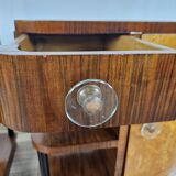 Pair of Art Decò bedside tables in walnut and thuja