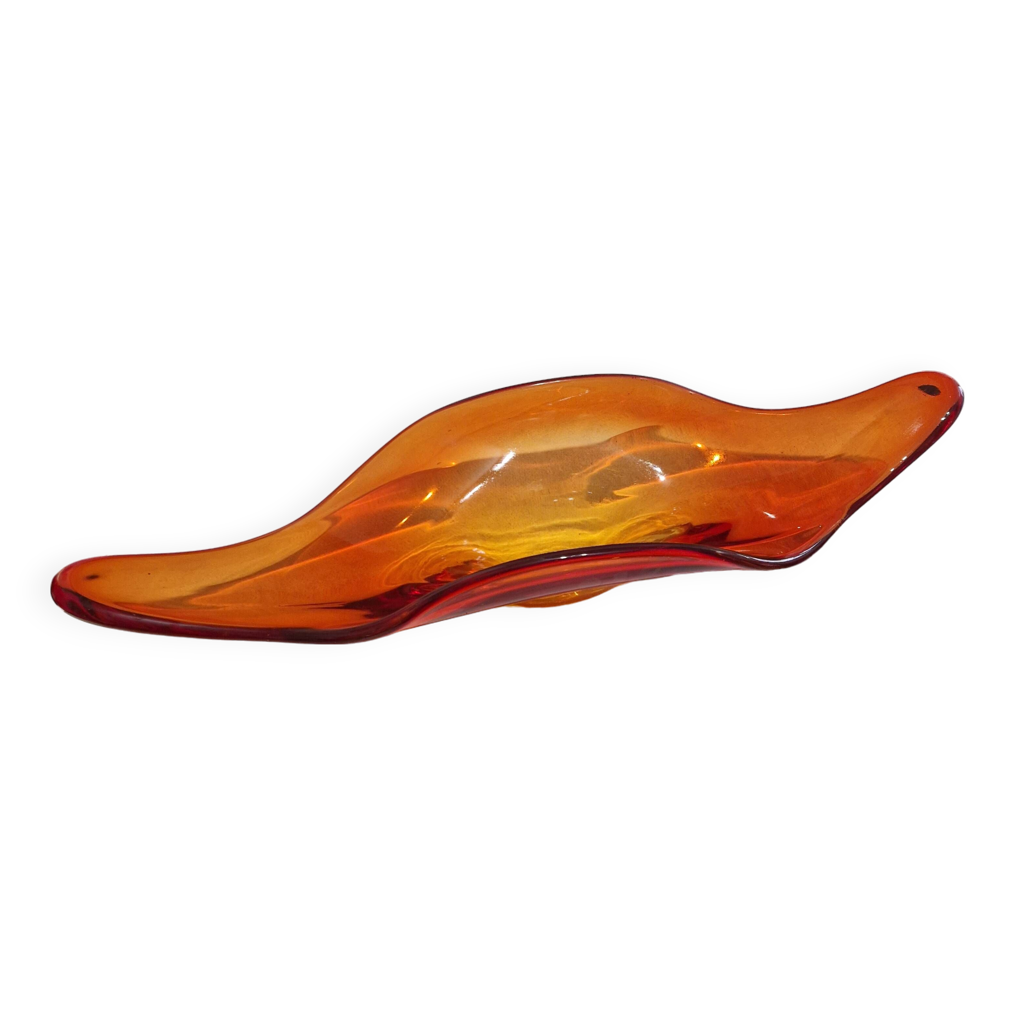 Coupe en verre de Murano orange, années 1950