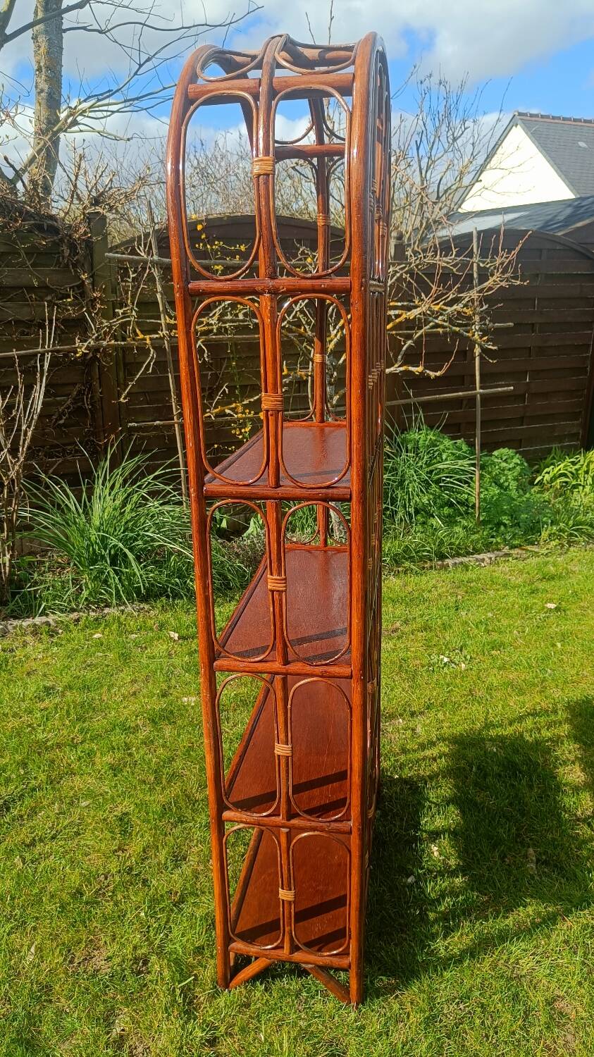 Library, vintage rattan shelves