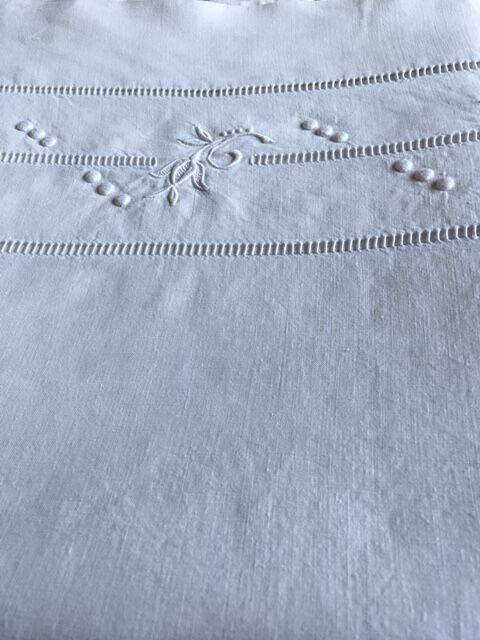 Antique linen sheet embroidered hand with monogram t d 226 cm x 324 cm