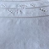 Drap lin ancien brodé main avec monogramme t d 226 cm x 324 cm
