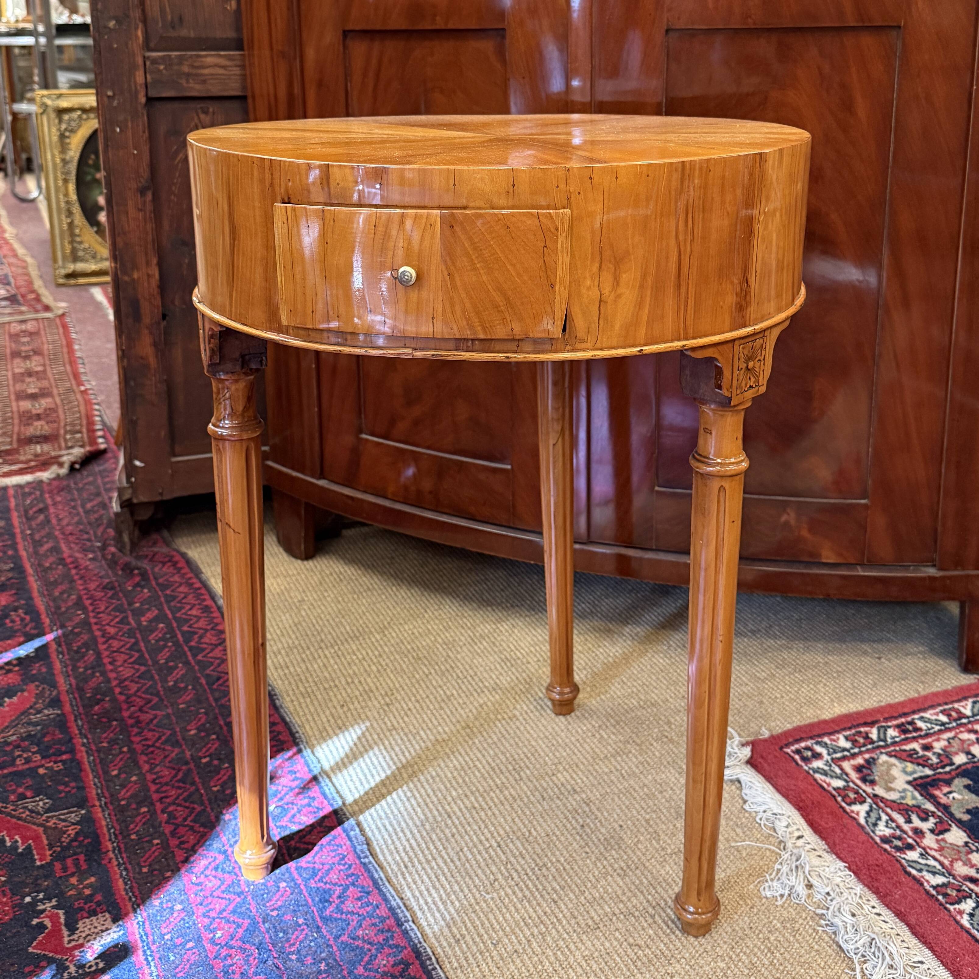 Antique Louis XVI Round Side Table Walnut 1780