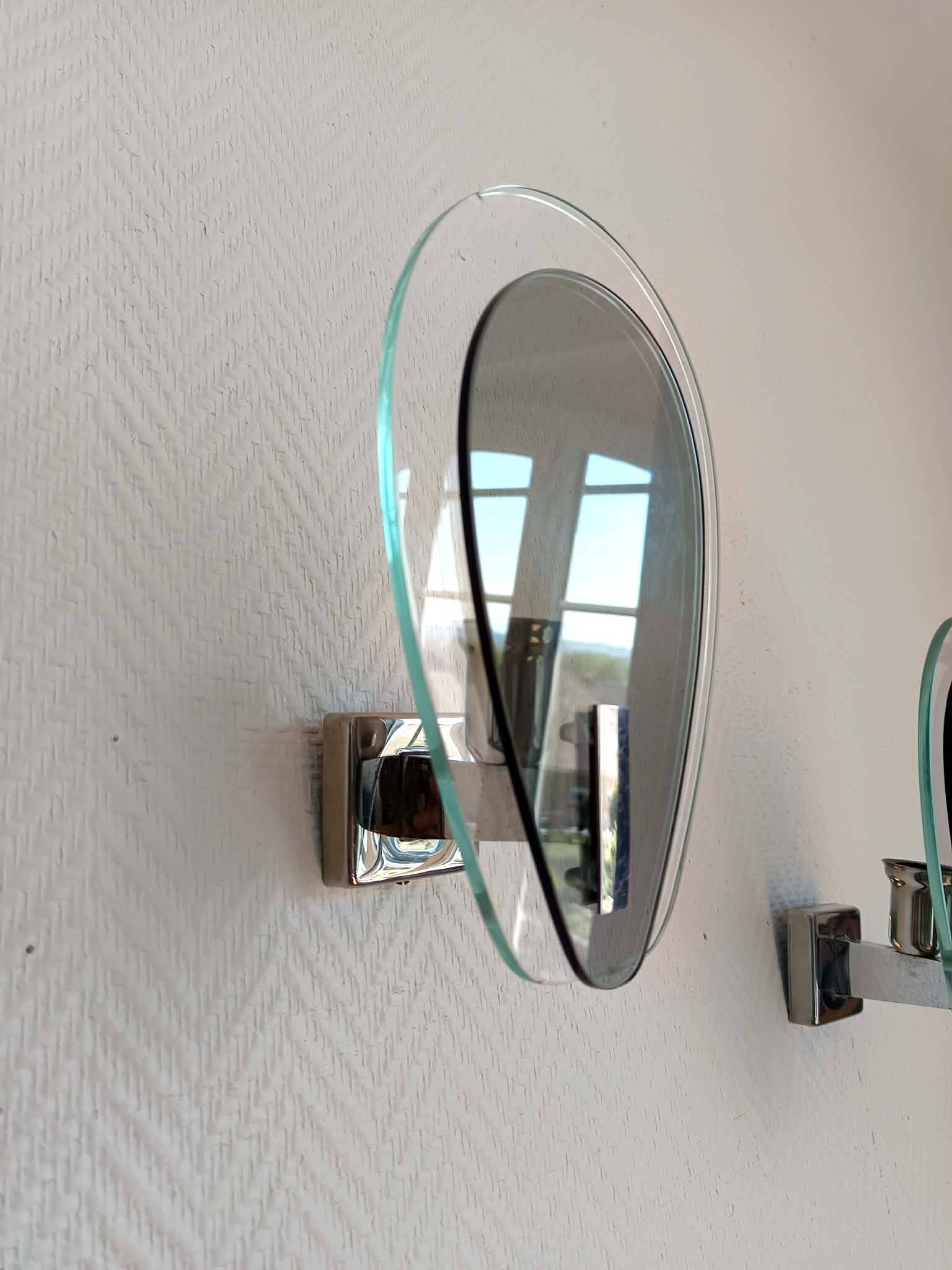 Pair of space age wall lights with smoked glass from the 1970s.