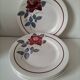 6 Digoin Sarreguemines Sobral plates in raspberry and grey-blue.
