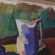 Original mid-century Swedish oil on canvas – “Kubisk Jug and Fruit” by Bror Göransson – vintage & framed – 75 × 58 cm (29.5" × 22.8")