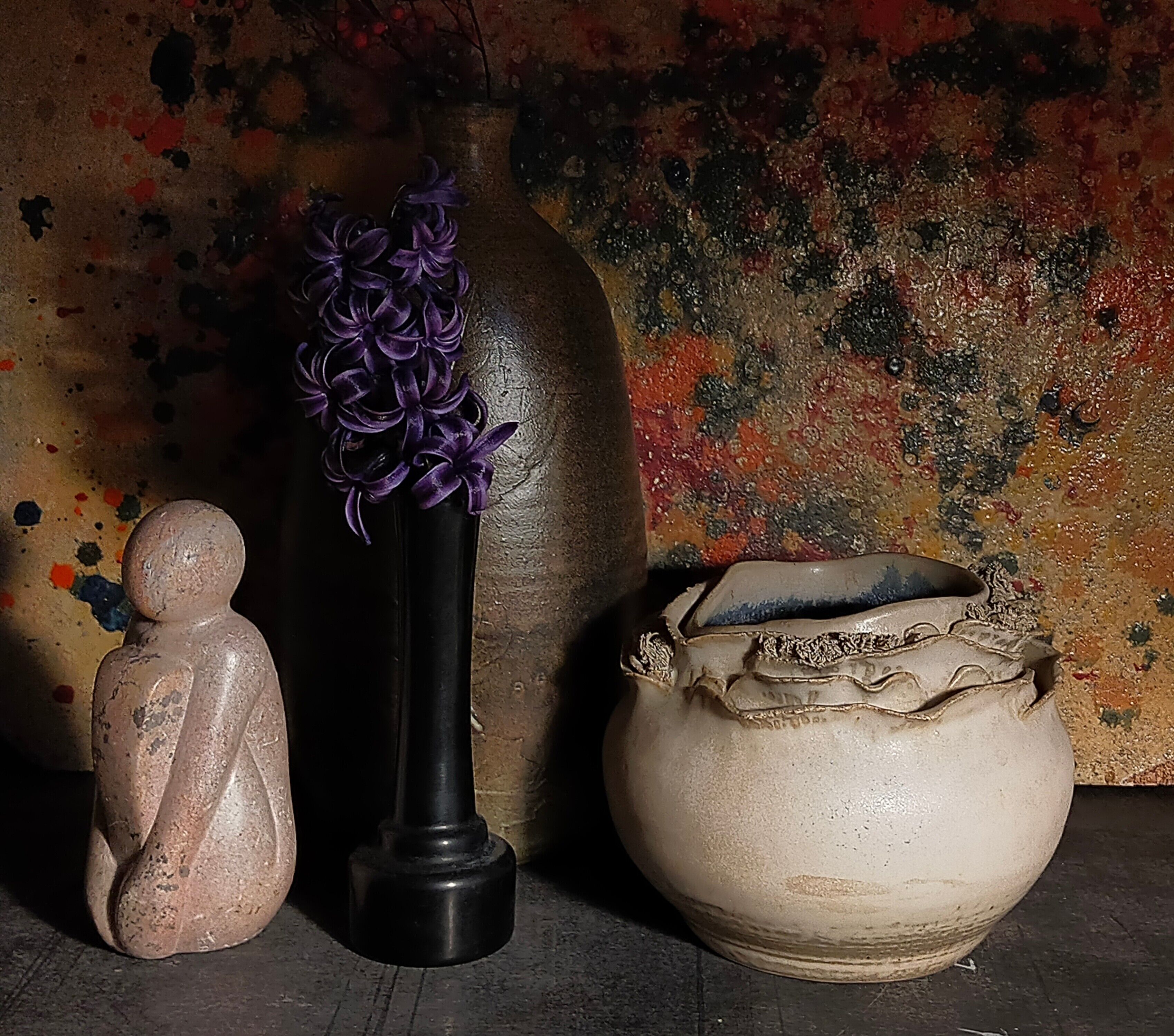 Potter's ball vase "like a flower" vintage glazed ceramic