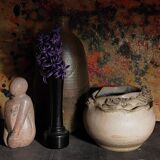 Potter's ball vase "like a flower" vintage glazed ceramic