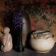 Potter's ball vase "like a flower" vintage glazed ceramic
