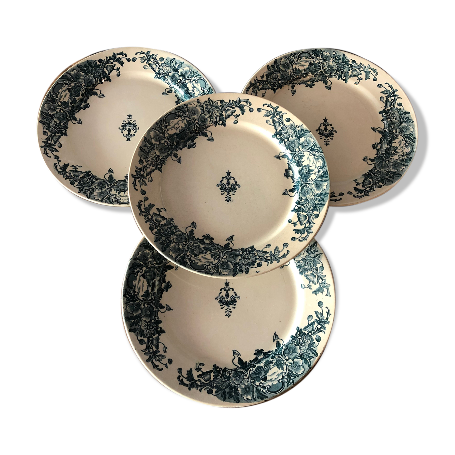 Set de 4 assiettes plates en faïence Marine