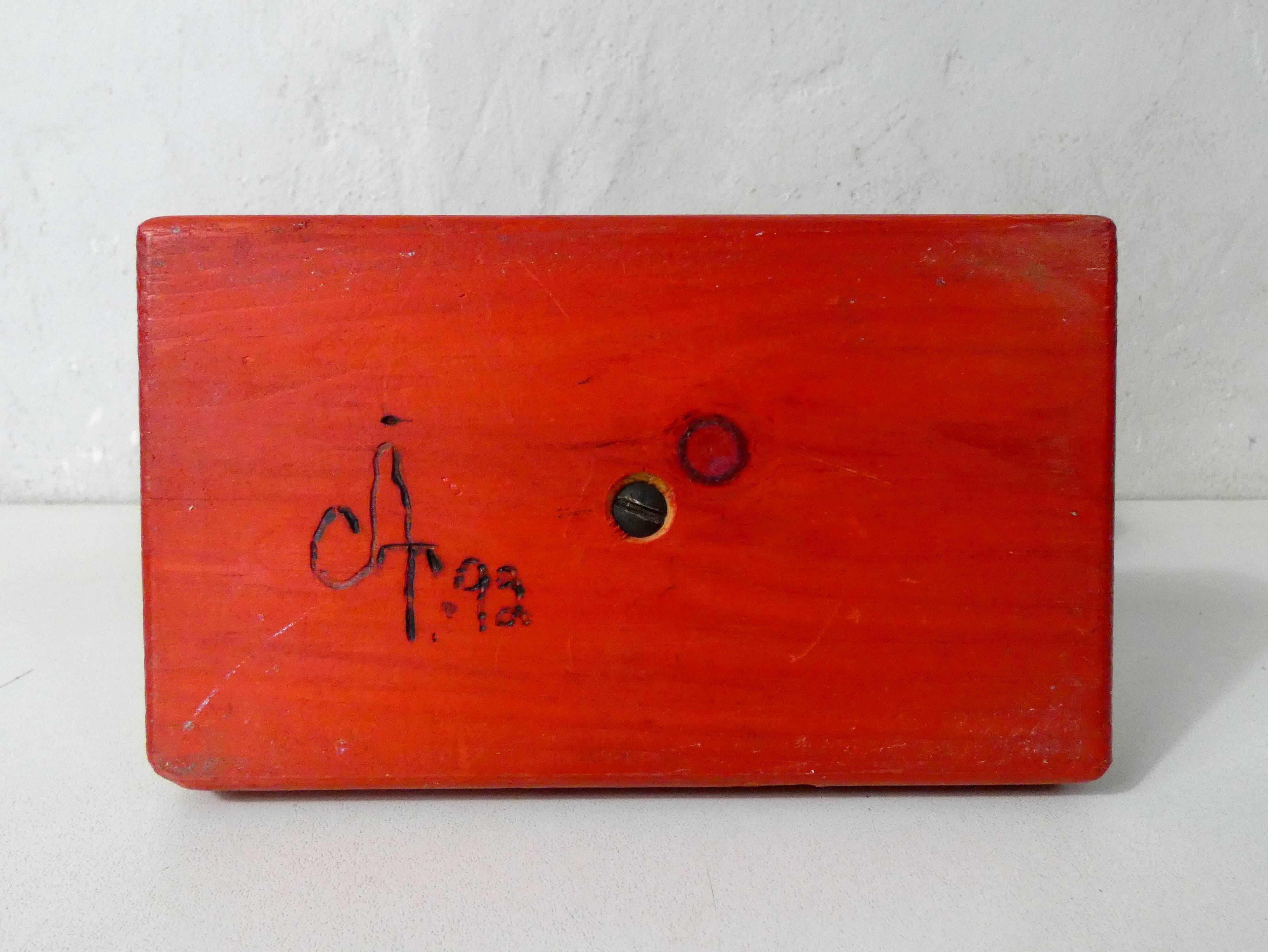 vintage painted wooden candlestick Scandinavian style