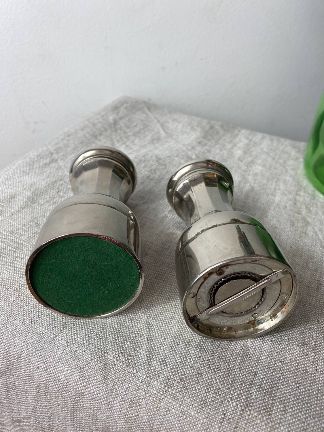 Silver-plated salt and pepper shakers