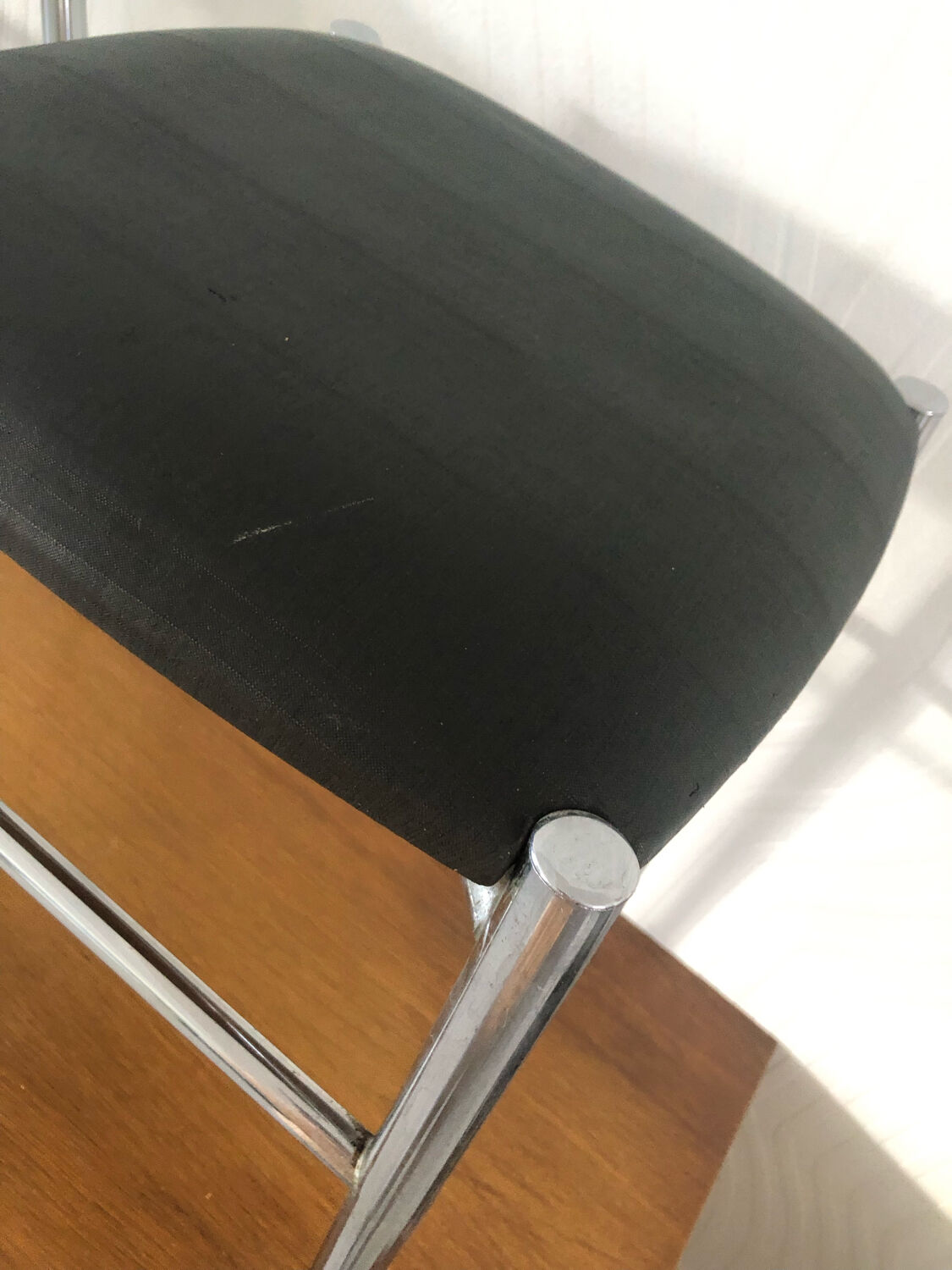 2 stools vintage metal black seat