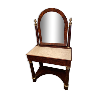 Dressing table secretary with writing box mahogany gilded bronze marble white Empire
