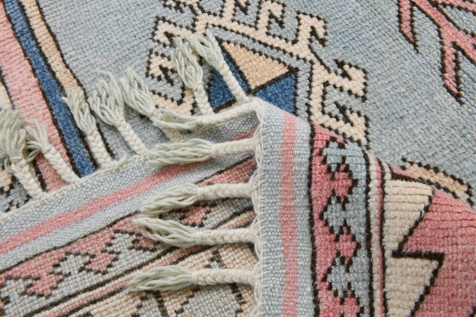 Dusty Pink Turkish Vintage Oushak Rug, 7x9 Area Rug For Living Room