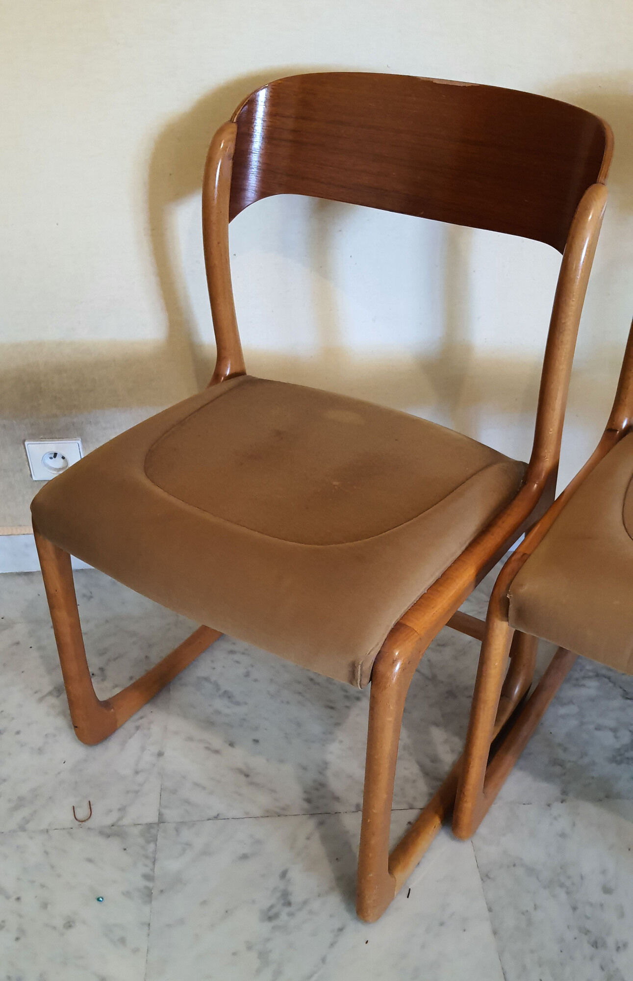 3 chairs Baumann Sled 1960 original fabric