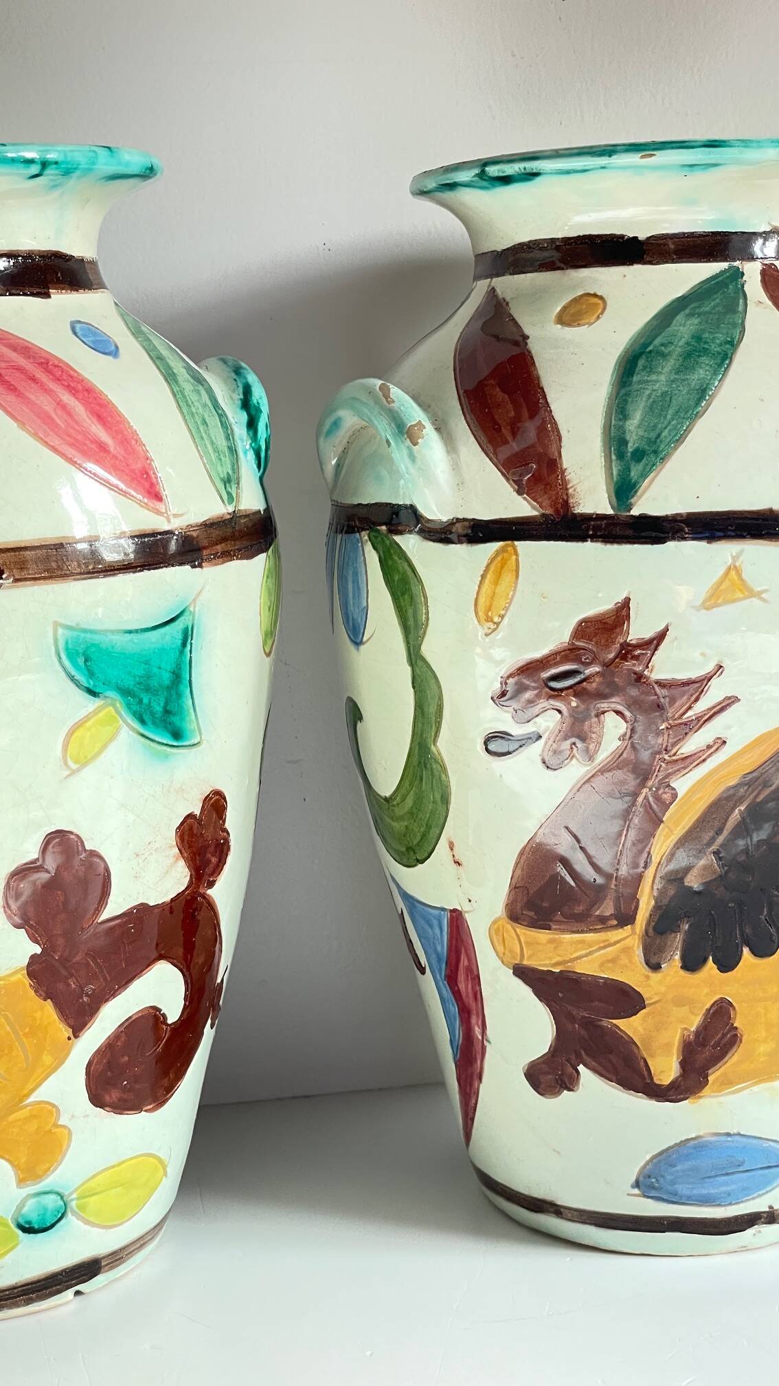 Vases vintage italy motif dragon