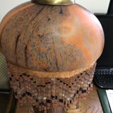 Large table lamp Verrerie de Vianne for Suberville glass and orange crystal