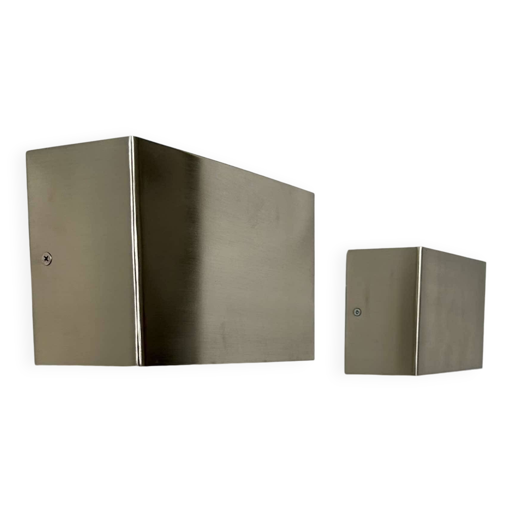 Pair of vintage wall lights, brushed metal, France 1970