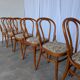 Ensemble de 6 chaises de salle à manger Thonet en bois courbé avec assise en tissu / Années 1970 Mid-Century Bistr