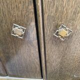Oak and marble bedside table