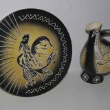 Decorative dish and pitcher signed "J P Tallon Vallauris"