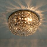 Crystal glass ceiling light plafoniere brass metal 60s hollywood regency style