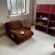 Pair 70s brown velvet armchairs