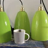 Set of four green pendant lights