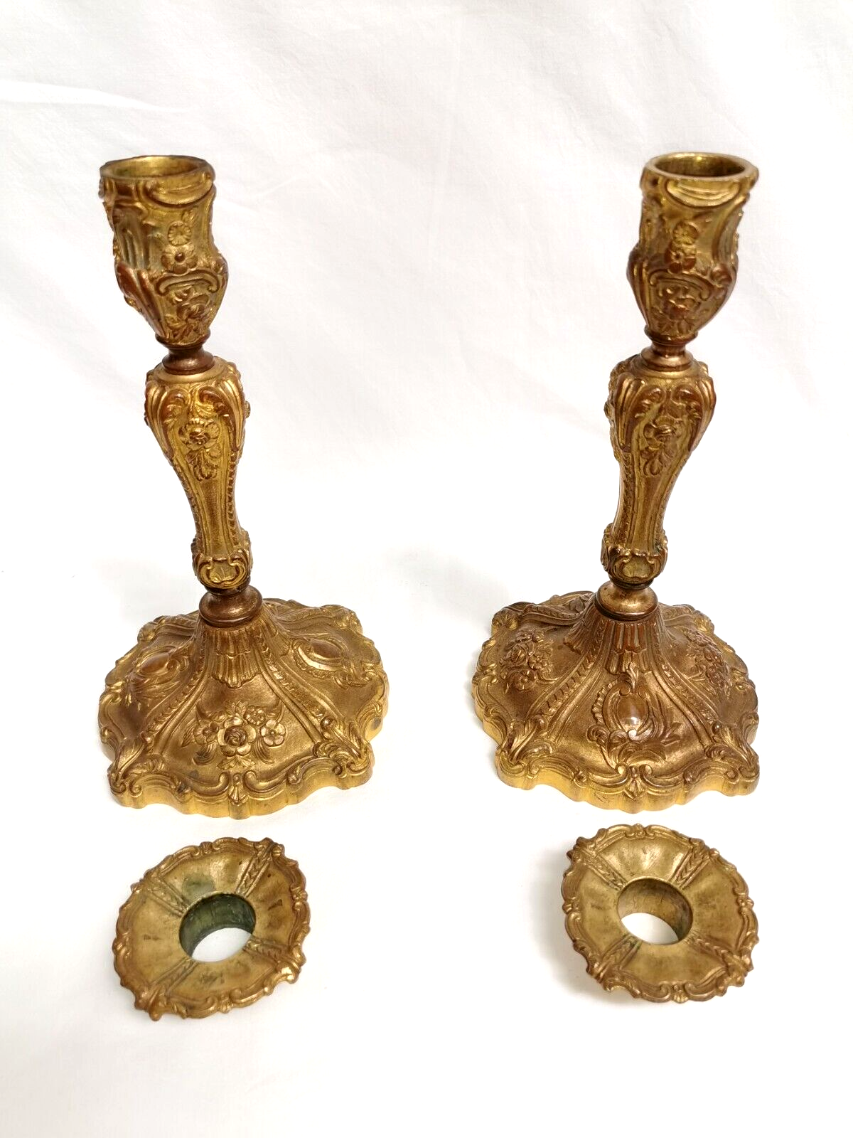 Pair of old candlesticks in Gilded Bronze ---- Signed!