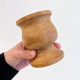 2 turned solid wood candle holders