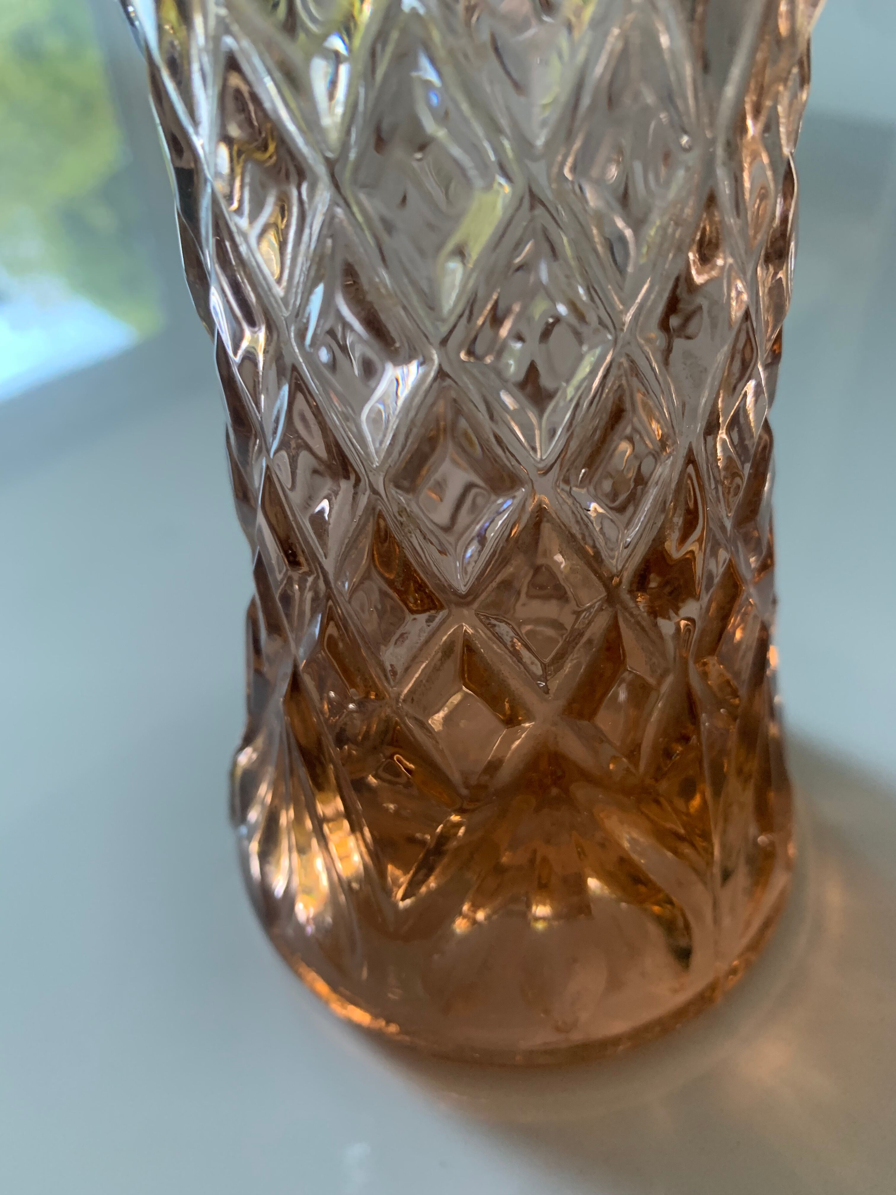 Orange pink glass vase