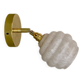 Vintage globe wall lamp in white clichy glass